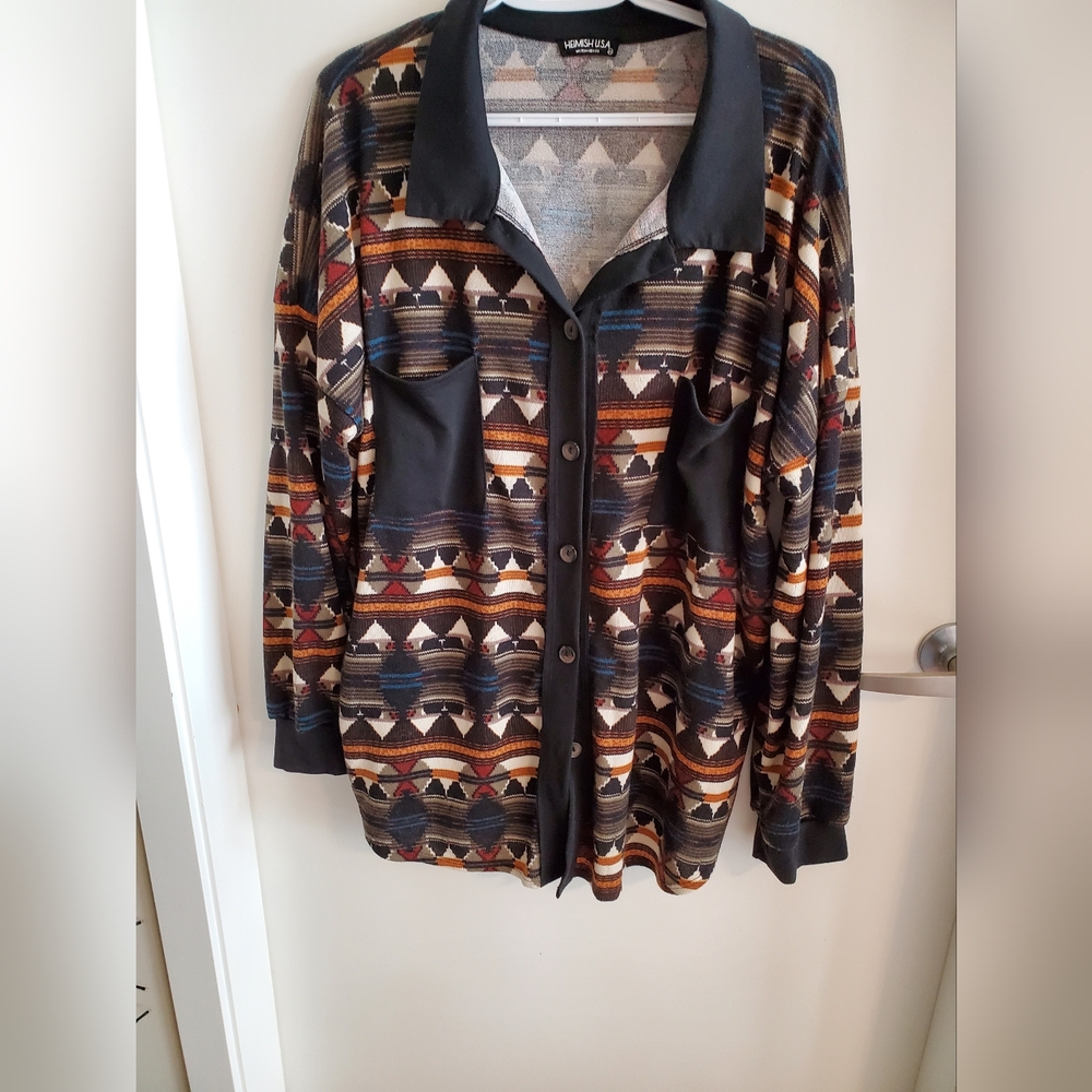 Heimish USA Tribal Print Button-Up Shirt 2xl